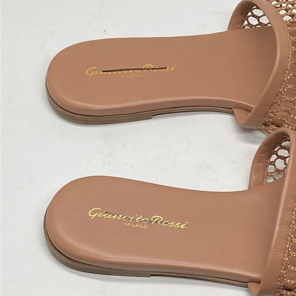 Gianvito Rossi Jamaica Mesh & Leather Slides size 38